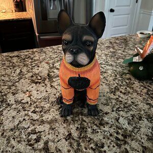 Frenchie /French bulldog with Halloween Pumpkin Decor w/sweater Statue 14" tall